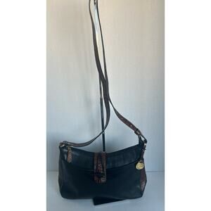 VTG Brahmin VGC Madelyn Tuscan Hobo Melbourne Croc Emb Leather Crossbody Bag